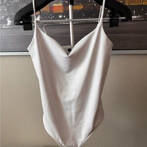 Express Cream Spaghetti Strap Bodysuit